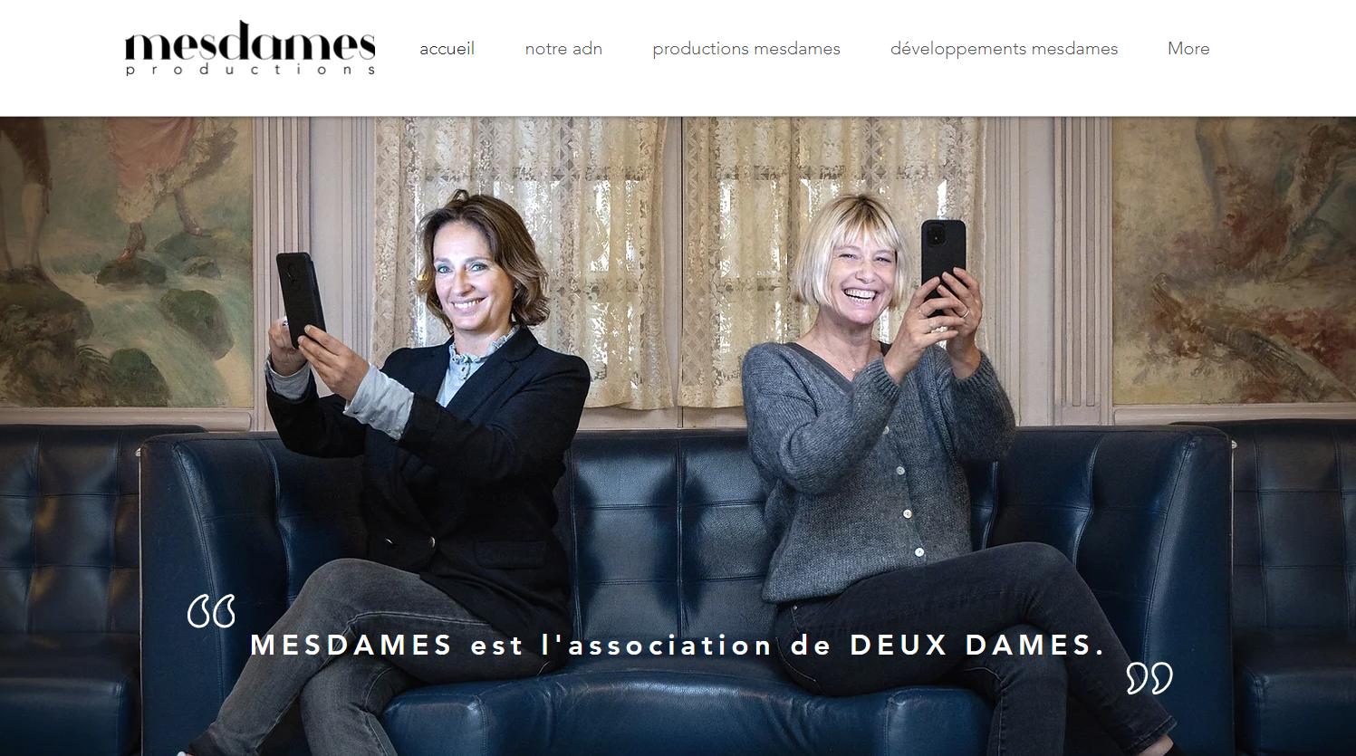 Capture d'écran du site web Mesdames, avec un photo d'Alexandra Crucq et Maïtena Biraben